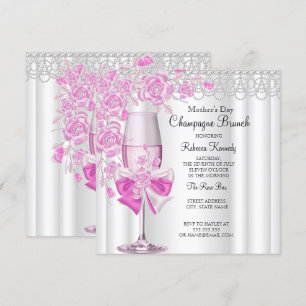 Muttertag Schöner Rosa Rosen Champagner Brunch 2a Einladung