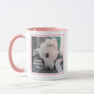 Muttertag Schöner weißer Welpenhund Girly Pink Tasse
