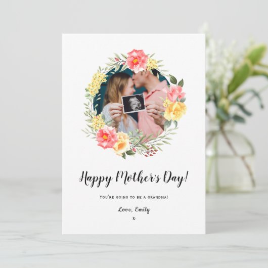 Muttertag Schwangerschaft Baby Ankündigung Blumenk (Stehend Vorderseite)