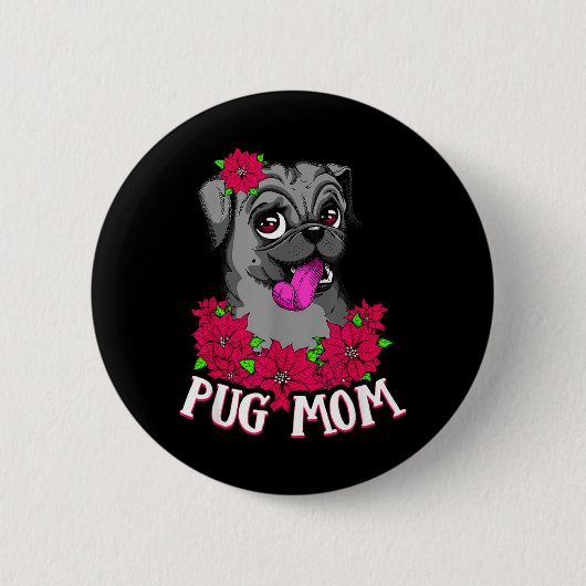 Muttertag Schwarzer Mops Hund Tiere Hunde Liebhabe Button (Vorderseite)