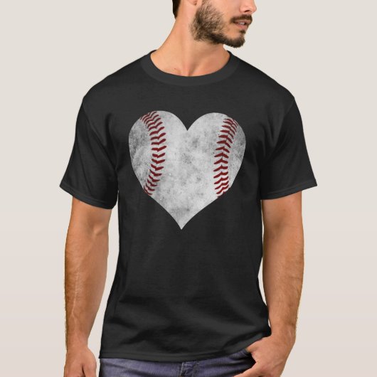 Muttertag Schweres Herz Baseball Mama Herz T-Shirt (Vorderseite)