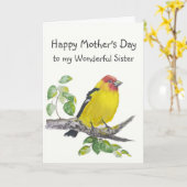 Muttertag Schwester Westlicher Tanager Vogel Karte (Gelbe Blume)
