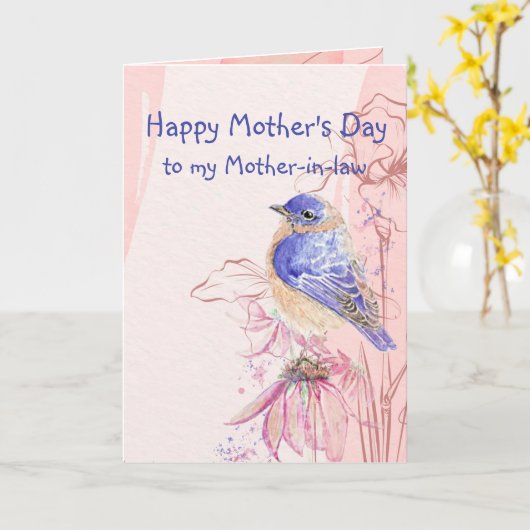 Muttertag Schwiegermutter Bluebird Garden Bird Karte (Gelbe Blume)