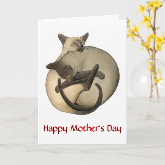 Muttertag Siam Cats Card Karte (Gelbe Blume)