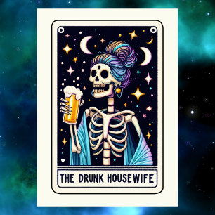 Muttertag-Skelett Die betrunkene Hausfrau Tarot Karte