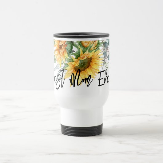Muttertag Sonnenblume Eukalyptus Beste Mama Reisebecher (Mittel)