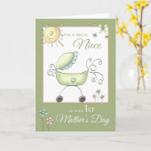 Muttertag - Special Niece - Baby Carriage Karte (Gelbe Blume)