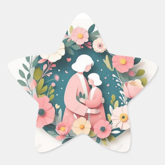 Muttertag Stern-Aufkleber (Vorderseite)