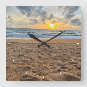 Muttertag Strand Sonnenuntergang Personalisiert Kü Quadratische Wanduhr