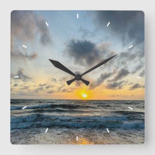 Muttertag Strand Sonnenuntergang Personalisiert Kü Quadratische Wanduhr