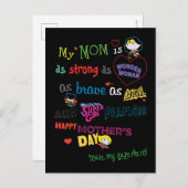 Muttertag | Strong, Brave & Fearless Einladungspostkarte (Vorne/Hinten)
