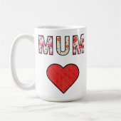 Muttertag Stylische Moderne Florale Mum Herz Kaffeetasse (Links)