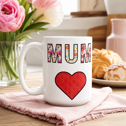 Muttertag Stylische Moderne Florale Mum Herz Kaffeetasse