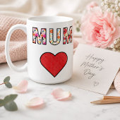Muttertag Stylische Moderne Florale Mum Herz Kaffeetasse