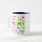 Muttertag Süße Kinderkritzelei Kaffeetasse (Vorderseite Links)