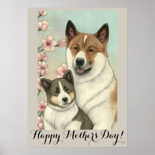 Muttertag Süßer Akita inu Hund Mama Poster