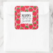 Muttertag Süßeste Mama Erdbeeren Quadratischer Aufkleber (Tasche)