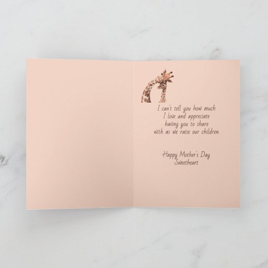 Muttertag Sweetheart Fun Giraffe Tier Karte (Innenseite)