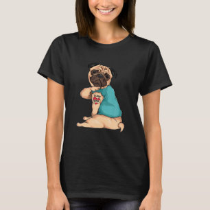 Muttertag Tattooed Funny Dog Mops I Liebe Mama T-Shirt