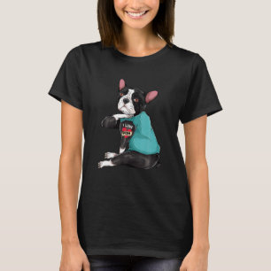 Muttertag Tattooed Hund Mama Boston Terrier I Lieb T-Shirt
