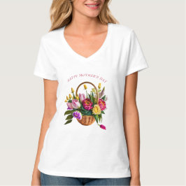 Muttertag Tulip Wasserfarbe Blume Körbe T-Shirt