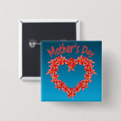 Muttertag - Tulpen-Herz-Illustration auf Blau | Button (Vorne & Hinten)