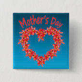 Muttertag - Tulpen-Herz-Illustration auf Blau | Button (Vorderseite)