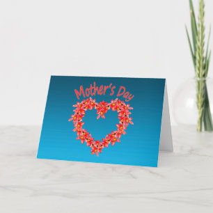 Muttertag - Tulpen-Herz-Illustration auf Blau Dankeskarte