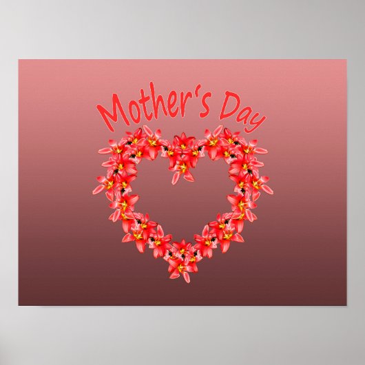 Muttertag - Tulpen-Herz-Illustration auf Rosa | Poster (Vorne)