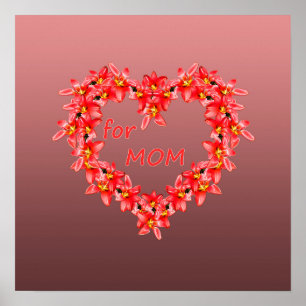 Muttertag - Tulpenherz für MUTTER - Rose    Poster