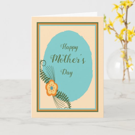 Muttertag Türkis & Gold Karte (Gelbe Blume)