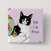 Muttertag Tuxedo Katze Button (Vorderseite)