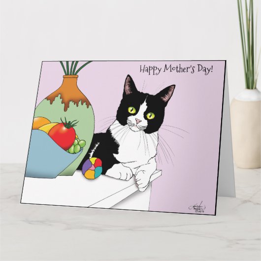 Muttertag Tuxedo Katze Karte (Vorderseite)