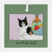 Muttertag Tuxedo Katze Ornament Aus Glas (Rückseite)