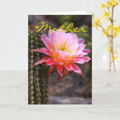 Muttertag und rosa Kaktus Karte (Gelbe Blume)