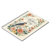 Muttertag Vintage Blaue Vogel Wildblumengarten Notizblock (Linke Seite)