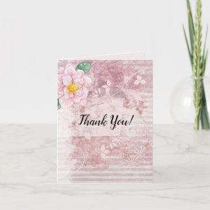 Muttertag Vintage, rosa grüne Blume gestört Dankeskarte