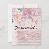 Muttertag Vintage, rosa grüne Blume gestört Einladung (Vorderseite)