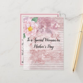 Muttertag Vintage, rosa grüne Blume gestört Feiertagspostkarte