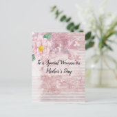Muttertag Vintage, rosa grüne Blume gestört Postkarte (Stehend Vorderseite)