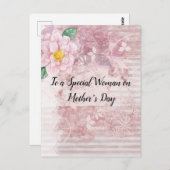 Muttertag Vintage, rosa grüne Blume gestört Postkarte (Vorne/Hinten)