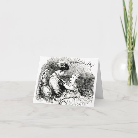 Muttertag Vintage Viktorianische Mama und Kind Karte (Vorderseite)