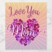 Muttertag Vintages Herz Blume Liebe Mama Weinetikett (Einzelnes Label)