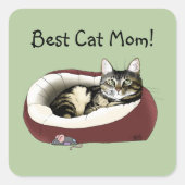 Muttertag vor der Katze Quadratischer Aufkleber (Vorderseite)