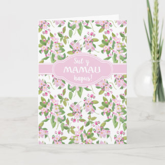 Muttertag Walisischer Gruß rosa Apple Blossom Karte
