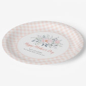 Muttertag Wasserfarbe Blumenrosa Pappteller (Schrägansicht)