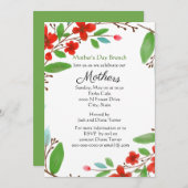 Muttertag Wasserfarbe Rote Blume Brunch Einladung (Vorne/Hinten)