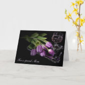 Muttertag Wein und lila Tulpen Karte (Gelbe Blume)