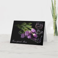 Muttertag Wein und lila Tulpen