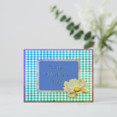 Muttertag Weiße Blume & Gingham Design Postkarte (Stehend Vorderseite)